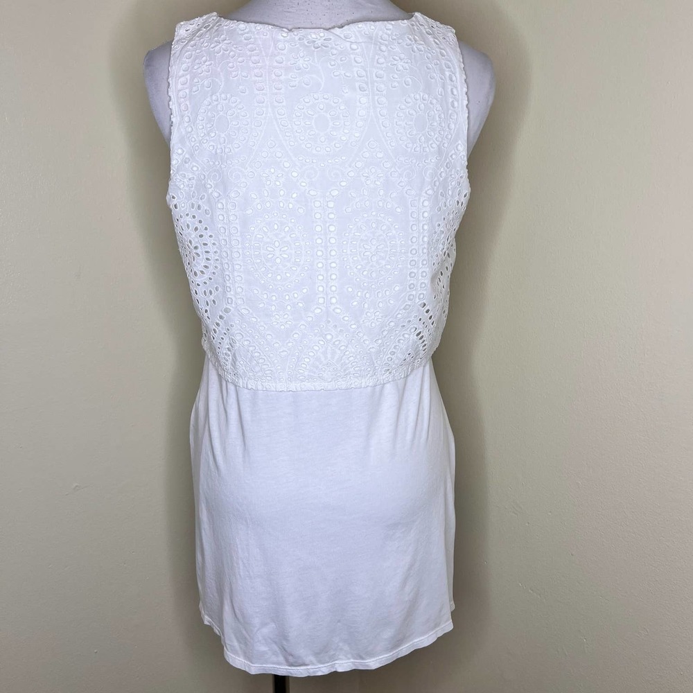 NWOT J. Jill Tunic Top SMALL White Eyelet Chic Layered Tank Sleeveless Cotton - Picture 3 of 7